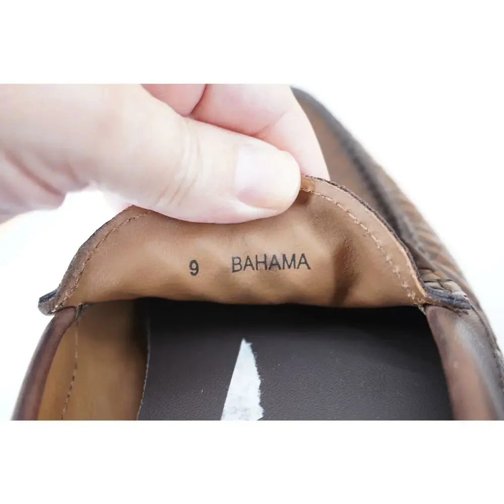 To Boot New York Bahama Dark Brown Leather Woven Men's loafers Size 9 Driver